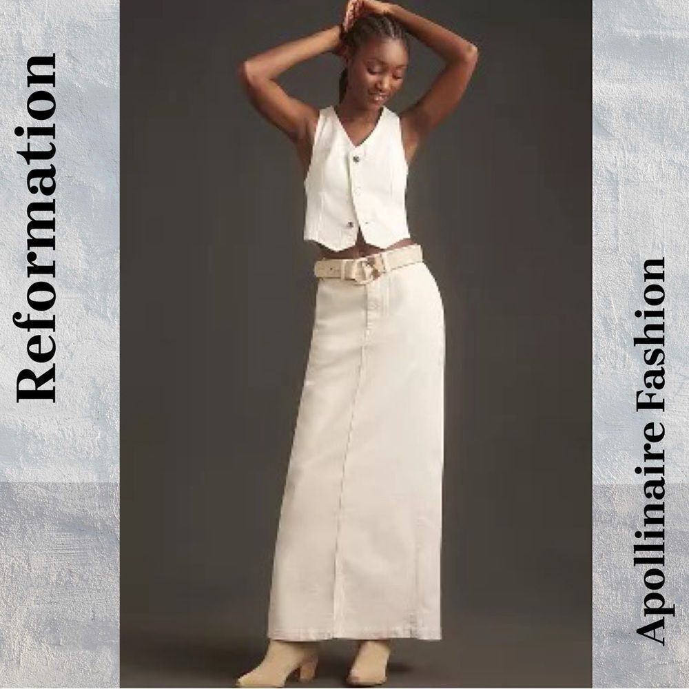 REFORMATION JEANS MYLES MAXI SKIRT IN CREME SIZE 26 NWT